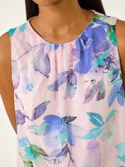 Roman Purple Floral Print Metallic Shell Top - Image 5 of 5