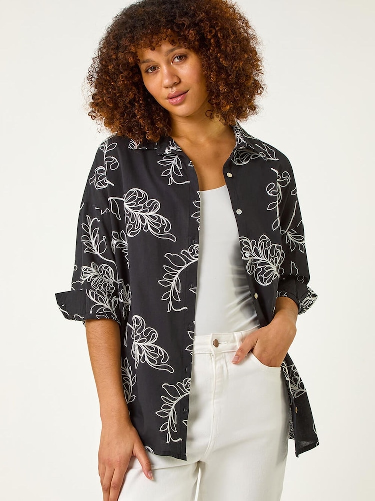 Roman חולצת כותנה עם רקמה פרחונית - תמונה 1 מתוך 5