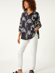 Roman חולצת כותנה עם רקמה פרחונית - תמונה 3 מתוך 5