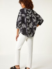 Roman חולצת כותנה עם רקמה פרחונית - תמונה 4 מתוך 5