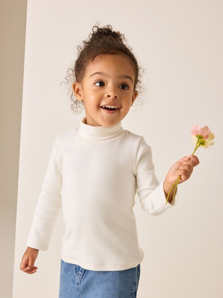 Cream Long Sleeve Roll Neck Top (3mths-7yrs) - Image 1 of 7 Cream Long Sleeve Roll Neck Top (3mths-7yrs) - Image 1 of 7