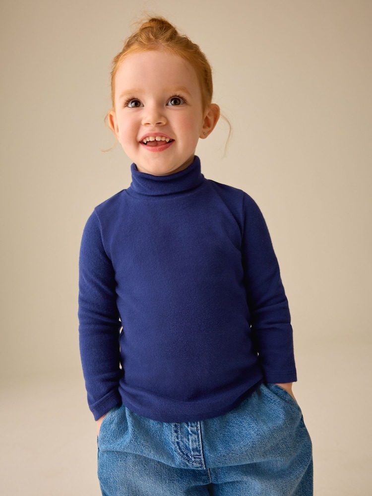 Navy Long Sleeve Roll Neck Top (3mths-7yrs) - Image 1 of 7 Navy Long Sleeve Roll Neck Top (3mths-7yrs) - Image 1 of 7