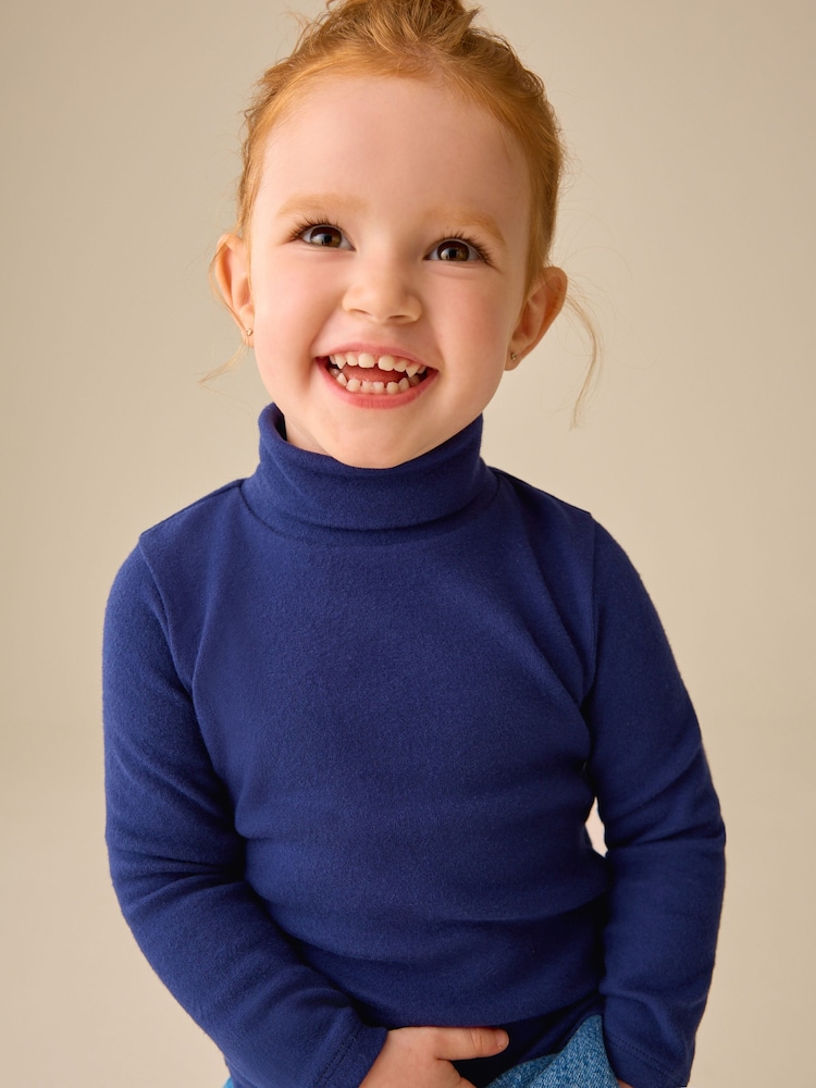 Navy Long Sleeve Roll Neck Top (3mths-7yrs) - Image 2 of 7 Navy Long Sleeve Roll Neck Top (3mths-7yrs) - Image 2 of 7