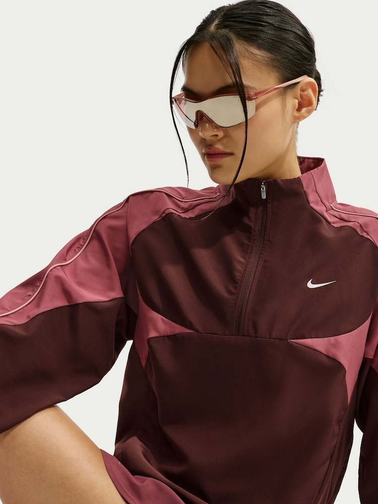 Nike Mystic Date Brown Tempo Dri FIT 1/2 Zip Running Jacket - Image 1 of 6 Nike Mystic Date Brown Tempo Dri FIT 1/2 Zip Running Jacket - Image 1 of 6