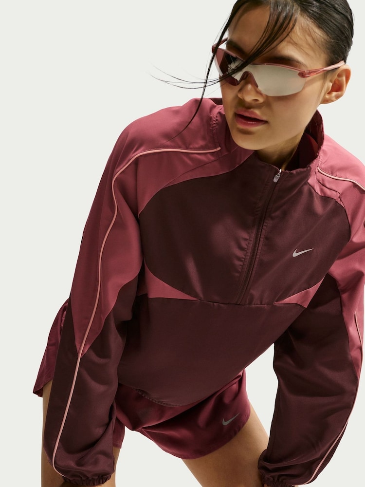 Nike Mystic Date Brown Tempo Dri FIT 1/2 Zip Running Jacket - Image 2 of 6 Nike Mystic Date Brown Tempo Dri FIT 1/2 Zip Running Jacket - Image 2 of 6