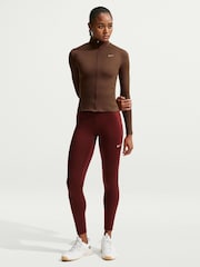 צבע חום קקאו, דגם Wow - Nike ז'קט צמוד בטכנולוגיית Dri-FIT עם רוכסן לכל האורך, קולקציית One - תמונה 3 מתוך 5
