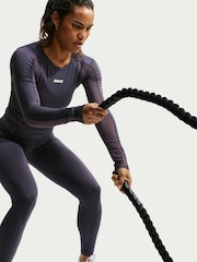 Nike Gridiron Grey One Seamless Front High Waisted Full Length Leggings - Image 3 of 6