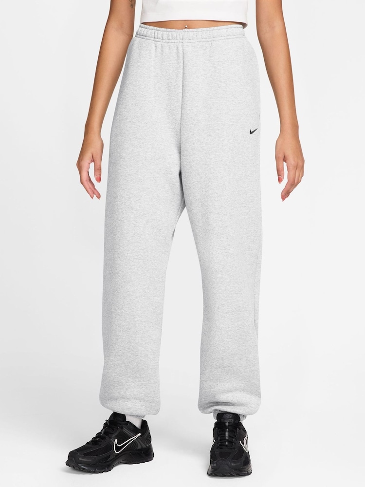 Nike Birch White Studio Fleece Oversized Cuffed Joggers - Image 1 of 3