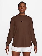Nike Cacao Wow Brown One Relaxed Dri-FIT Long Sleeve Top - Image 1 of 3
