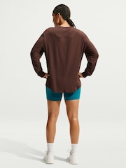 Nike Cacao Wow Brown One Relaxed Dri-FIT Long Sleeve Top - Image 4 of 5