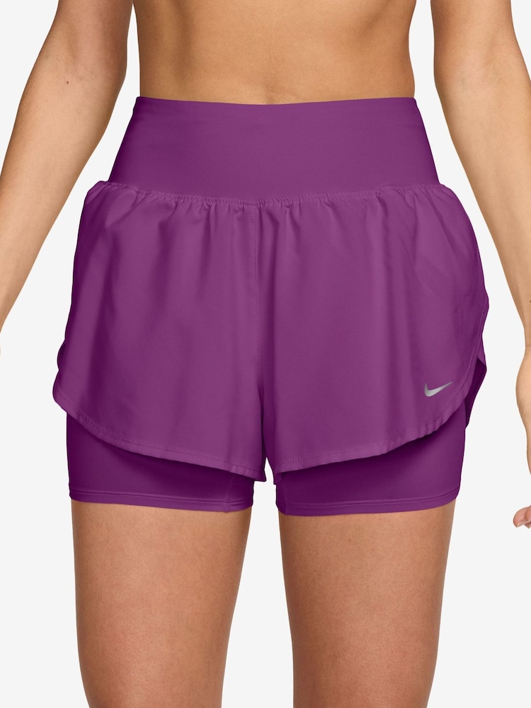 Nike Bold Berry Tempo Flow Dri-FIT High-Waisted 2-in-1 Running Shorts - Image 1 of 5