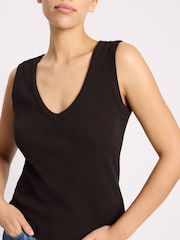 Albaray Black V-Neck Rib Vest - Image 3 of 5