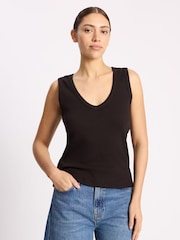 Albaray Black V-Neck Rib Vest - Image 4 of 5