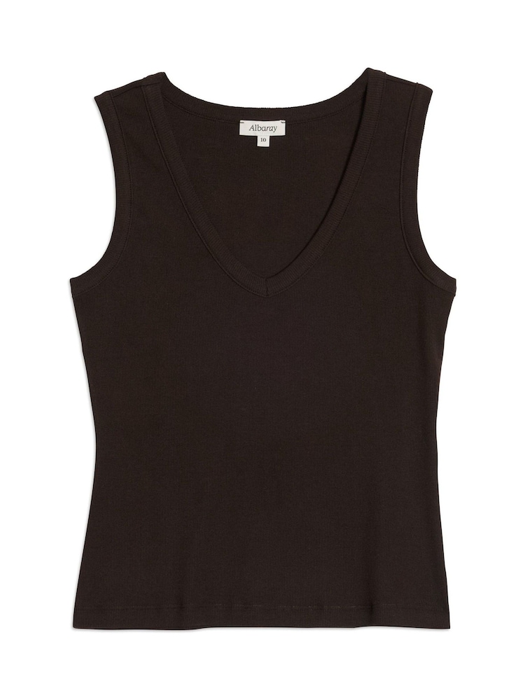 Albaray Black V-Neck Rib Vest - Image 5 of 5