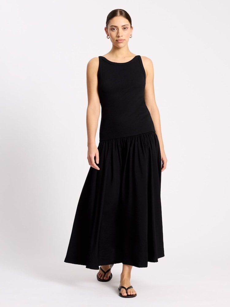 Albaray Black High Neck Mixed Vest Dress - Image 1 of 4