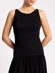 Albaray Black High Neck Mixed Vest Dress - Image 3 of 4