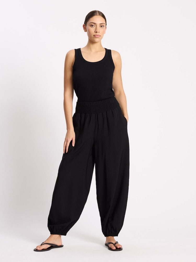 Albaray Black Shirred Waist Hareem Trousers - Image 1 of 6