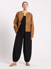 Albaray Black Shirred Waist Hareem Trousers - Image 2 of 6