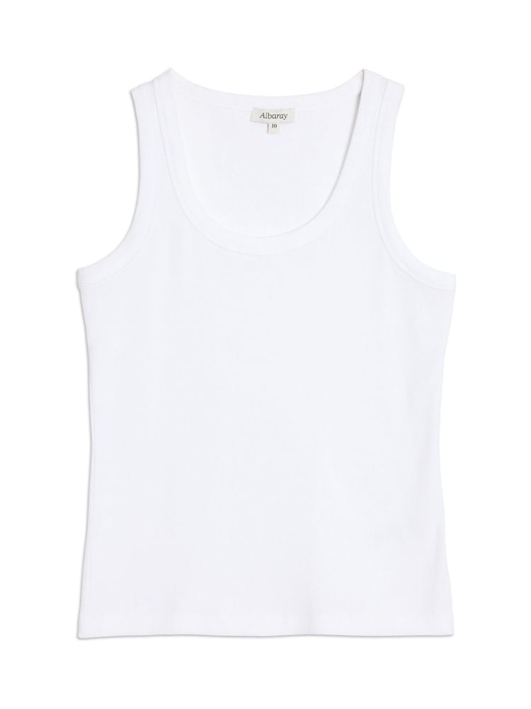 Albaray White Scoop Rib Vest - Image 4 of 4 Albaray White Scoop Rib Vest - Image 4 of 4