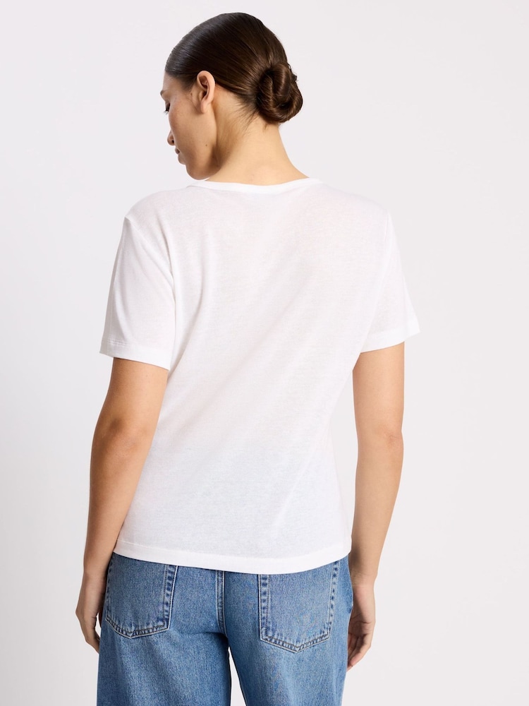 Albaray White Linen T-Shirt - Image 2 of 4 Albaray White Linen T-Shirt - Image 2 of 4