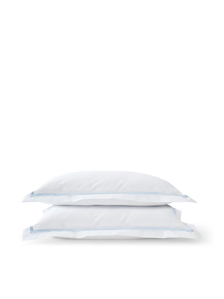 Christy Pale Blue Beaumont Cotton Percale Pillowcase Pair - Image 1 of 3