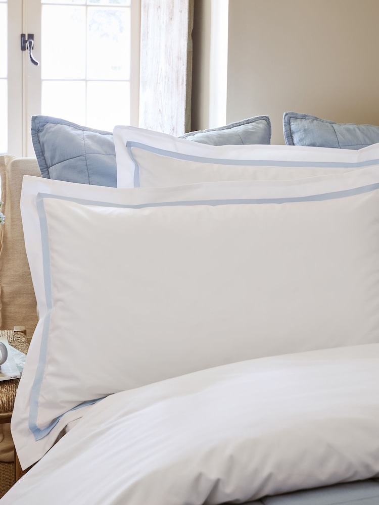 Christy Pale Blue Beaumont Cotton Percale Pillowcase Pair - Image 2 of 3