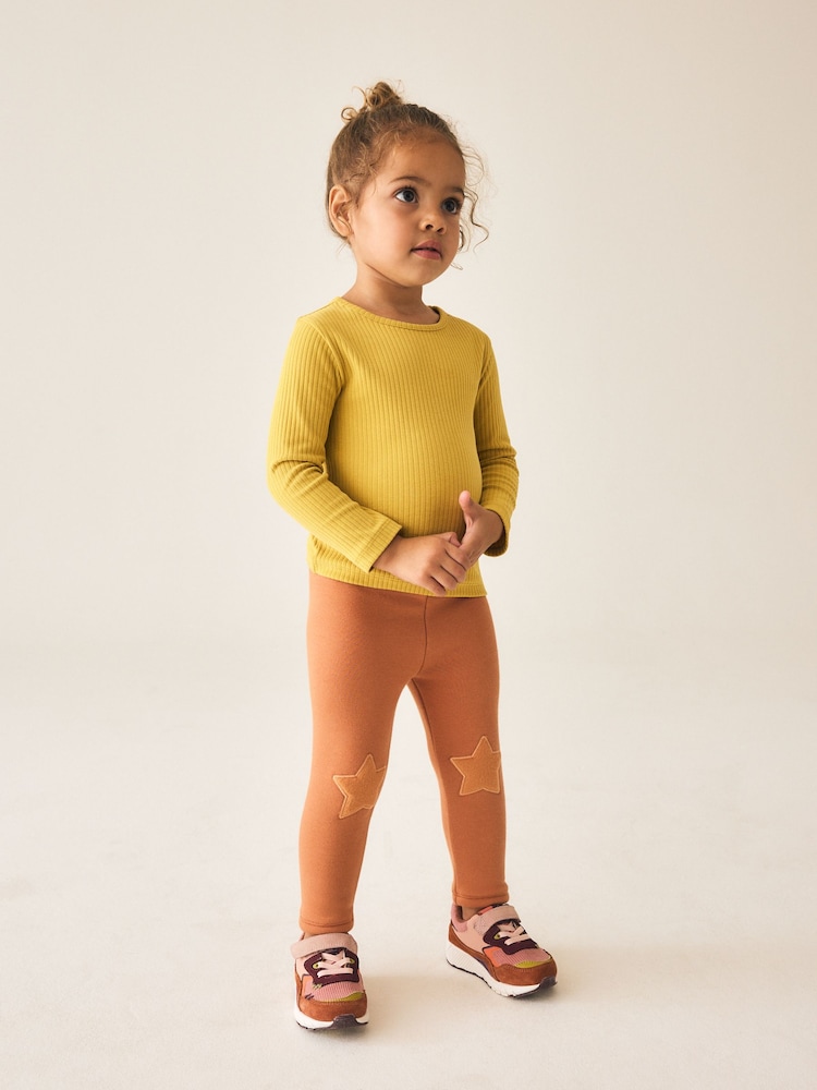 Rust Orange Cosy Fleece Lined Leggings (3mths-7yrs) - Image 2 of 9