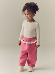 Pink Frill Waist Barrel Leg Trousers (3mths-7yrs) - Image 1 of 8