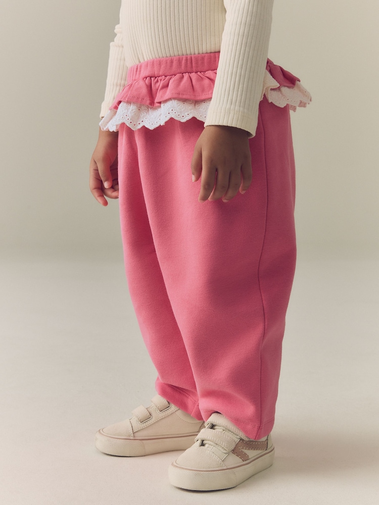 Pink Frill Waist Barrel Leg Trousers (3mths-7yrs) - Image 2 of 8 Pink Frill Waist Barrel Leg Trousers (3mths-7yrs) - Image 2 of 8