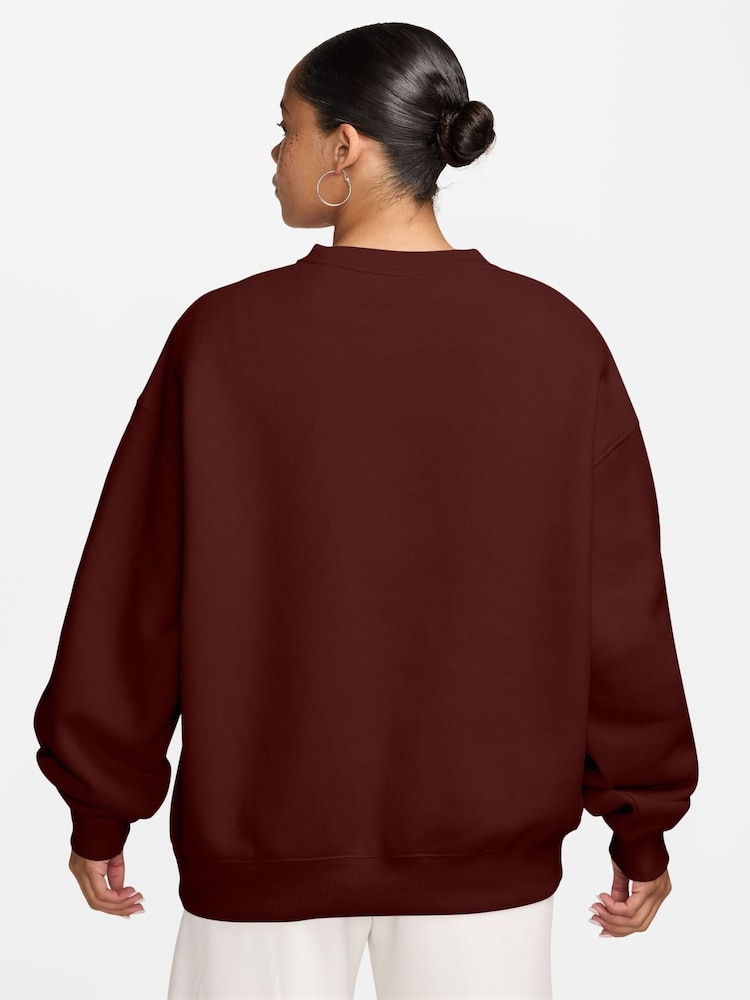Mistic Date Smeđa - Nike Studio Fleece predimenzionirana majica Okrugli izrez - Slika 2 od 3