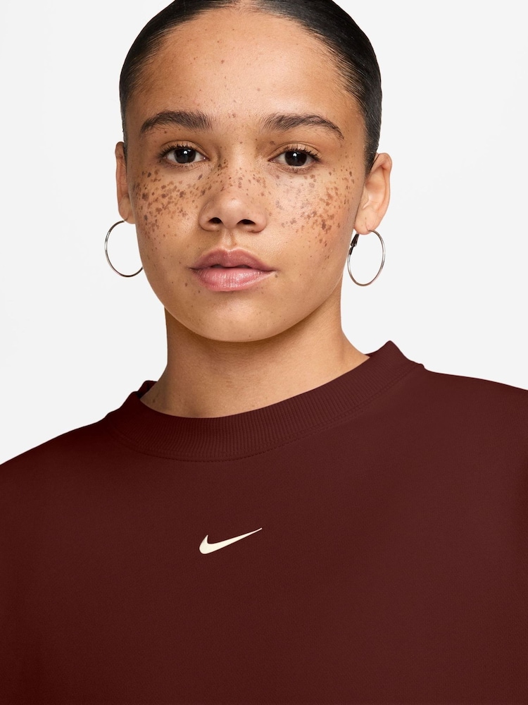 Mistic Date Smeđa - Nike Studio Fleece predimenzionirana majica Okrugli izrez - Slika 3 od 3