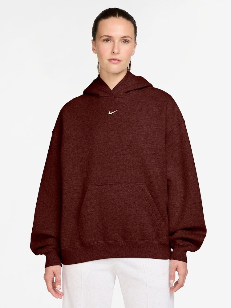 Nike Mystic Date Brown Studio Fleece Oversized Hoodie - Image 1 of 3 Nike Mystic Date Brown Studio Fleece Oversized Hoodie - Image 1 of 3