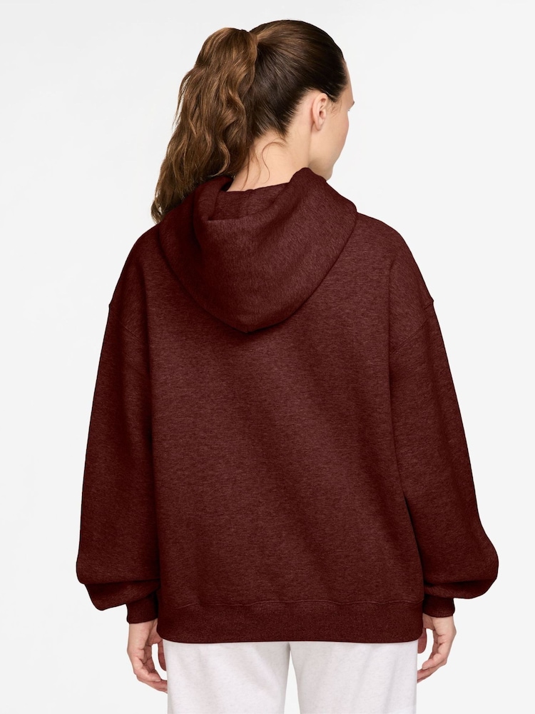 Nike Mystic Date Brown Studio Fleece Oversized Hoodie - Image 2 of 3 Nike Mystic Date Brown Studio Fleece Oversized Hoodie - Image 2 of 3