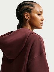 Nike Mystic Date Brown Studio Fleece Oversized Hoodie - Image 5 of 6