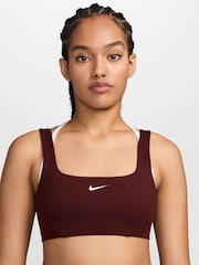 Nike Mystic Date Brown One Light Support Padded Strappy Sports Bra - Image 1 of 3