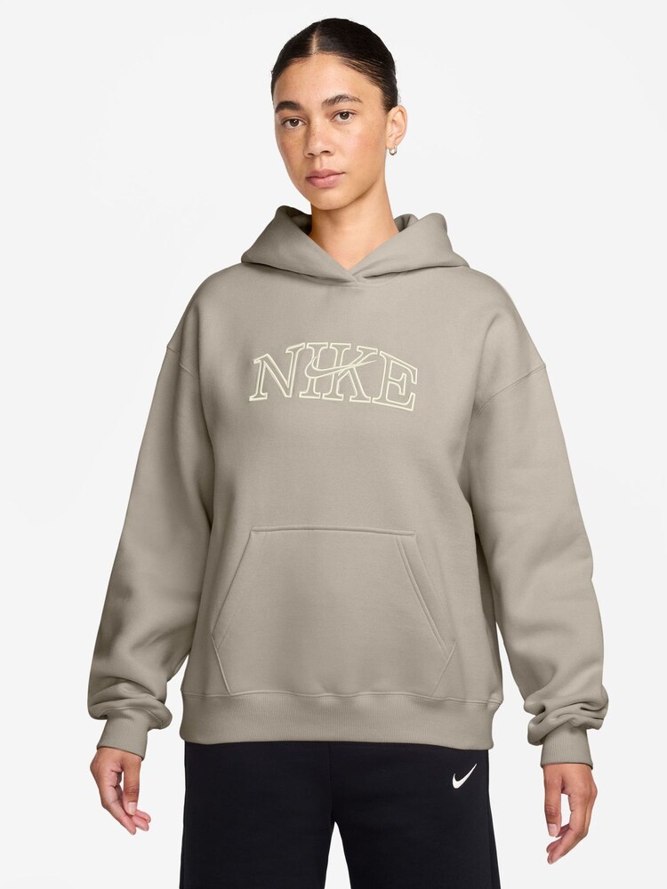 Nike Cream 2 Studio Fleece Oversized Pullover Hoodie - Image 1 of 3 Nike Cream 2 Studio Fleece Oversized Pullover Hoodie - Image 1 of 3