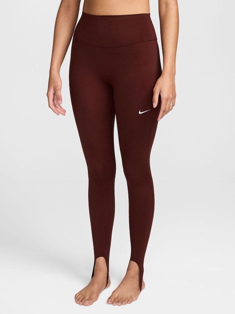 Nike Mystic Date Brown One High Waisted Stirrup Leggings - Image 1 of 3 Nike Mystic Date Brown One High Waisted Stirrup Leggings - Image 1 of 3