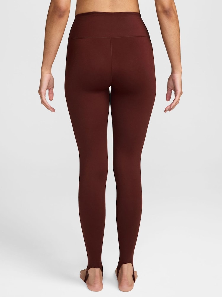 Nike Mystic Date Brown One High Waisted Stirrup Leggings - Image 2 of 3 Nike Mystic Date Brown One High Waisted Stirrup Leggings - Image 2 of 3