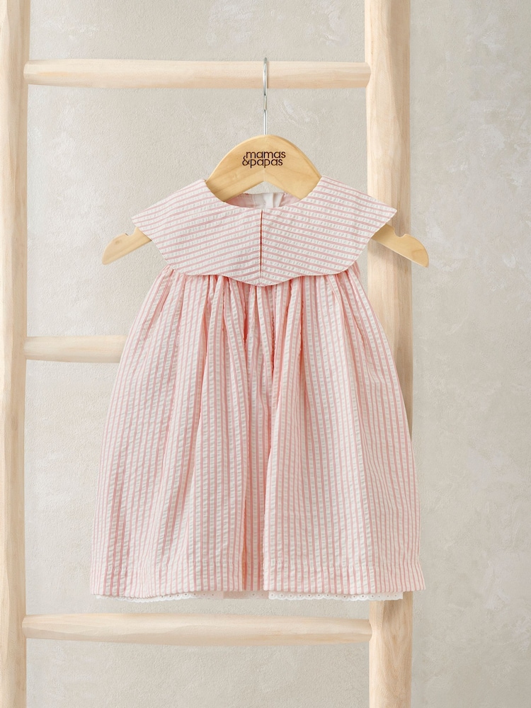 Mamas & Papas Pink Stripe Collared Dress - Image 1 of 1