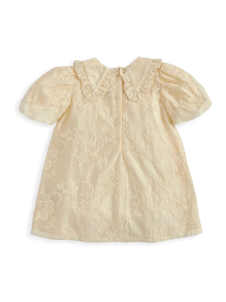 Mamas & Papas Yellow Floral Embroidered Collared Dress - Image 2 of 3
