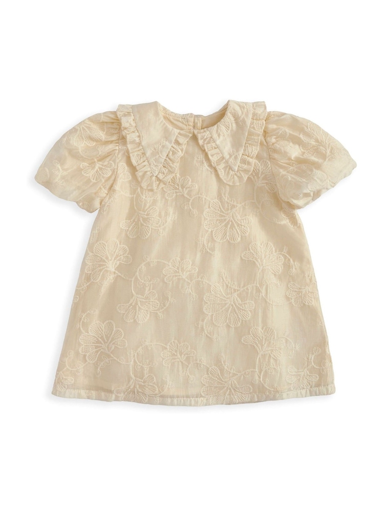 Mamas & Papas Yellow Floral Embroidered Collared Dress - Image 3 of 3