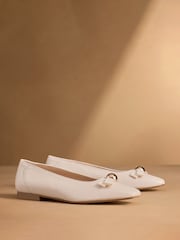 Russell & Bromley Oatmeal Carden Ballet Flats - Image 1 of 7
