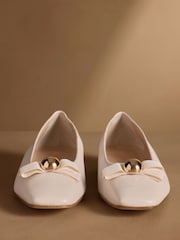 Russell & Bromley Oatmeal Carden Ballet Flats - Image 3 of 7