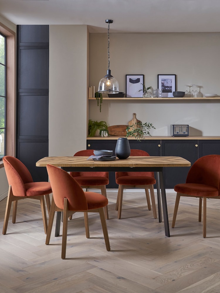 Dark Bronx Bronx Herringbone 4 to 6 Seater Extending Dining Table - Image 1 of 12 Dark Bronx Bronx Herringbone 4 to 6 Seater Extending Dining Table - Image 1 of 12