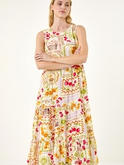 Blanco - Roman Fruit Print Tiered Midi Dress - Imagen 3 de 4