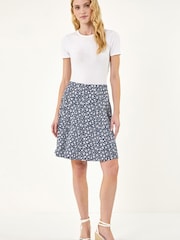 Roman Blue Ditsy Floral Skater Skirt - Image 4 of 5