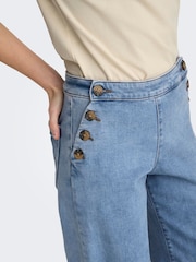 ONLY High Waist Wide Leg Button Front Jeans With Super Stretch - Imaginea 4 din 6