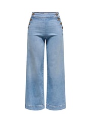 ONLY High Waist Wide Leg Button Front Jeans With Super Stretch - Imaginea 5 din 6