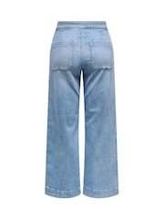 ONLY High Waist Wide Leg Button Front Jeans With Super Stretch - Imaginea 6 din 6