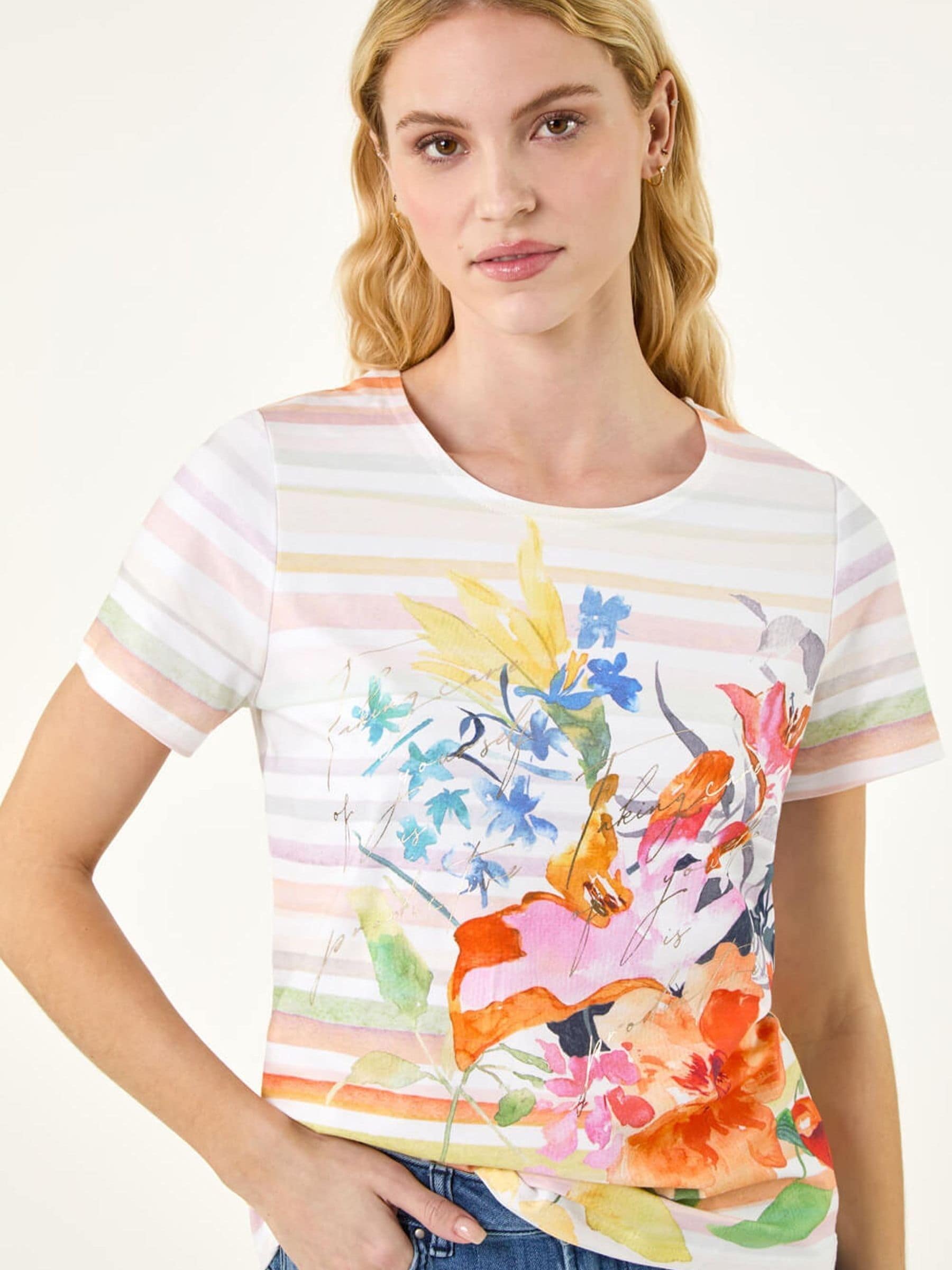 Buy Roman Pink Floral Stripe Top from the Next UK online shop